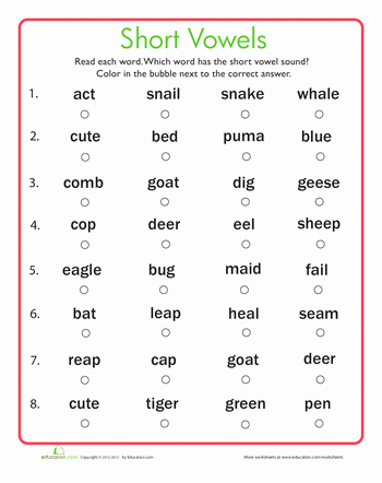 Short and Long Vowel Worksheet Inspirational Short Vowels Quiz Rti