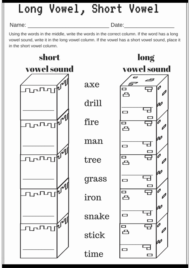 Short and Long Vowel Worksheet Unique Long Vowel Short Vowel Categorizing Worksheet ⋆ Miniature