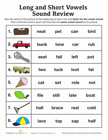 Short and Long Vowels Worksheet Elegant Long and Short Vowel sounds
