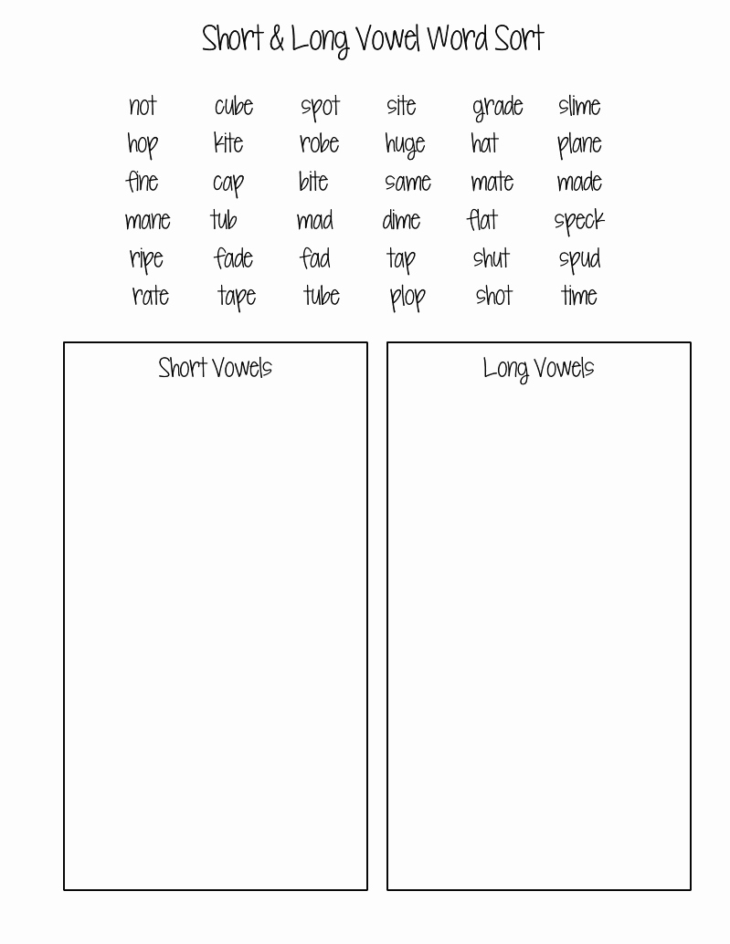 Short and Long Vowels Worksheet Fresh Short Vowel Long Worksheets 3 School