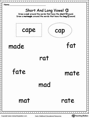 Short and Long Vowels Worksheet New Vowels Short or Long A sound Words