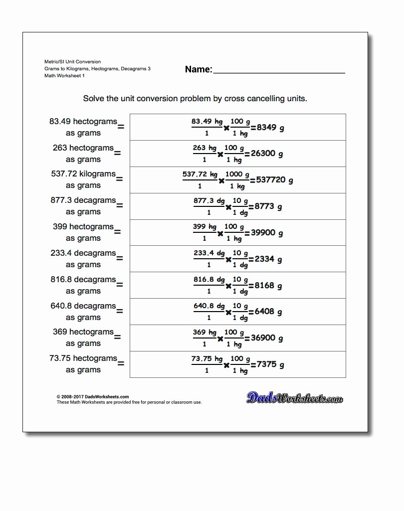 Si Unit Conversion Worksheet Awesome Metric Si Mass