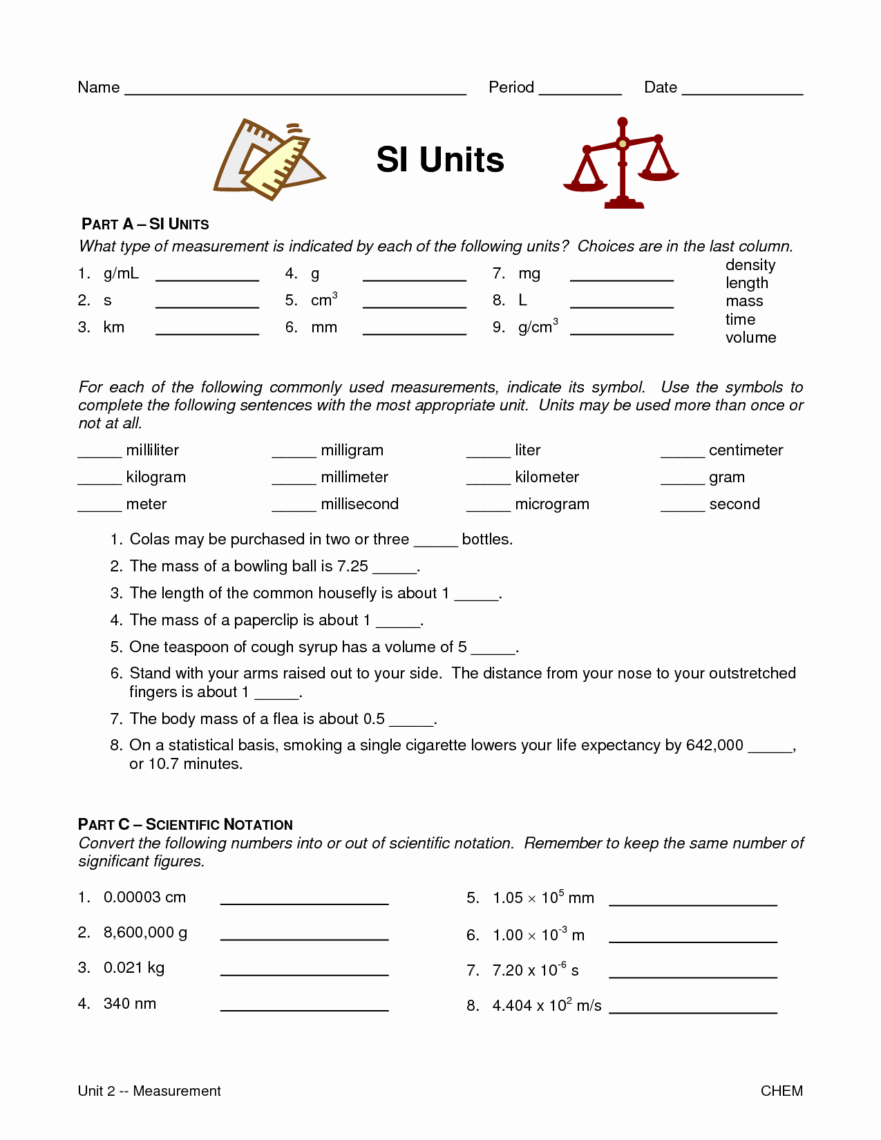 Si Unit Conversion Worksheet Elegant Physical Science 8th – Mrs Paizy Science Class