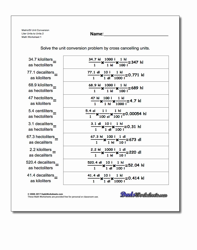 49 Si Unit Conversion Worksheet