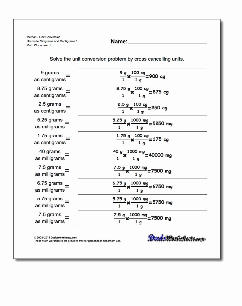 Si Unit Conversion Worksheet Lovely Metric Si Unit Conversions