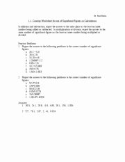 Sig Figs Worksheet with Answers Fresh 1 1 Concept Worksheet for Use Of Sig Figs Dr Paul Moses