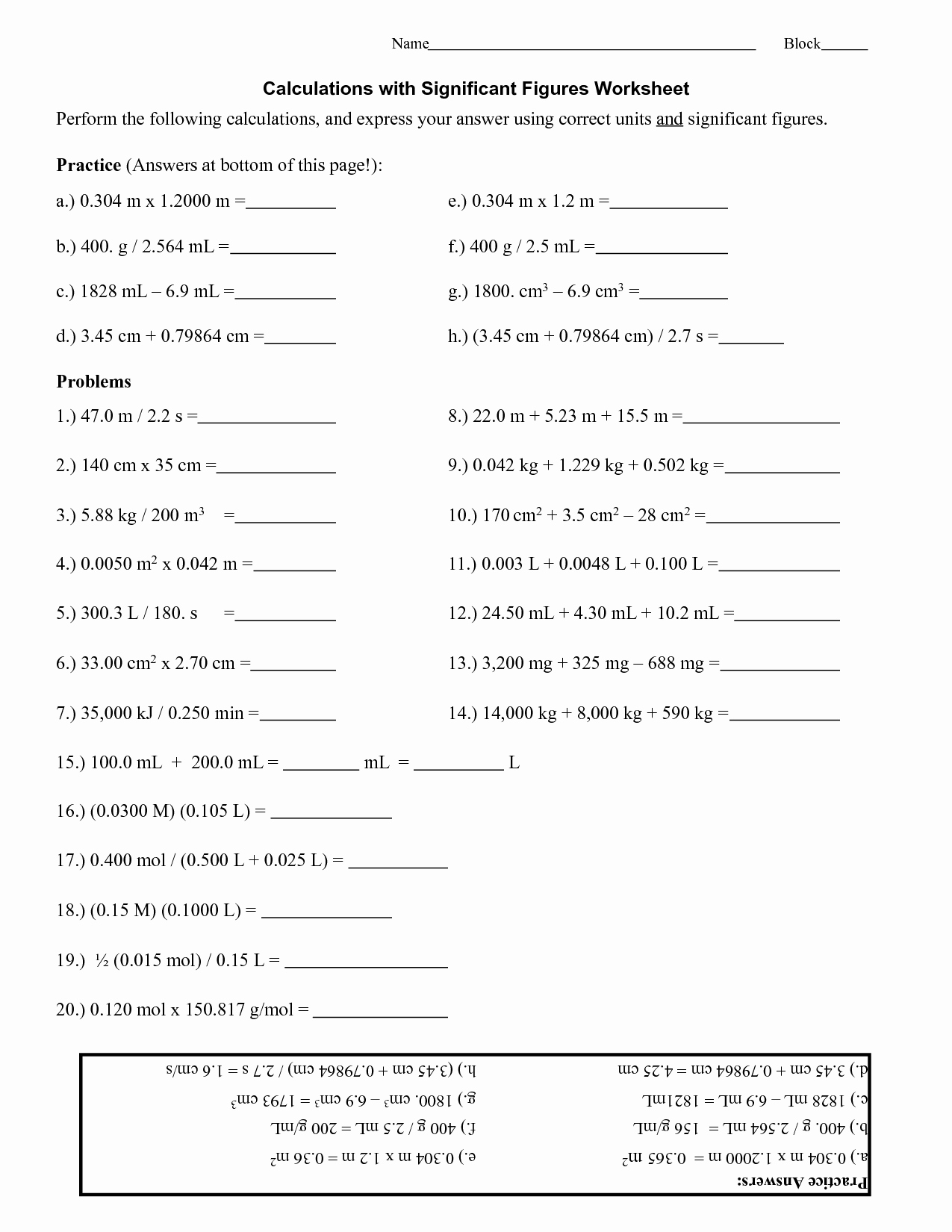Sig Figs Worksheet with Answers Inspirational Worksheet Significant Figures with Answers