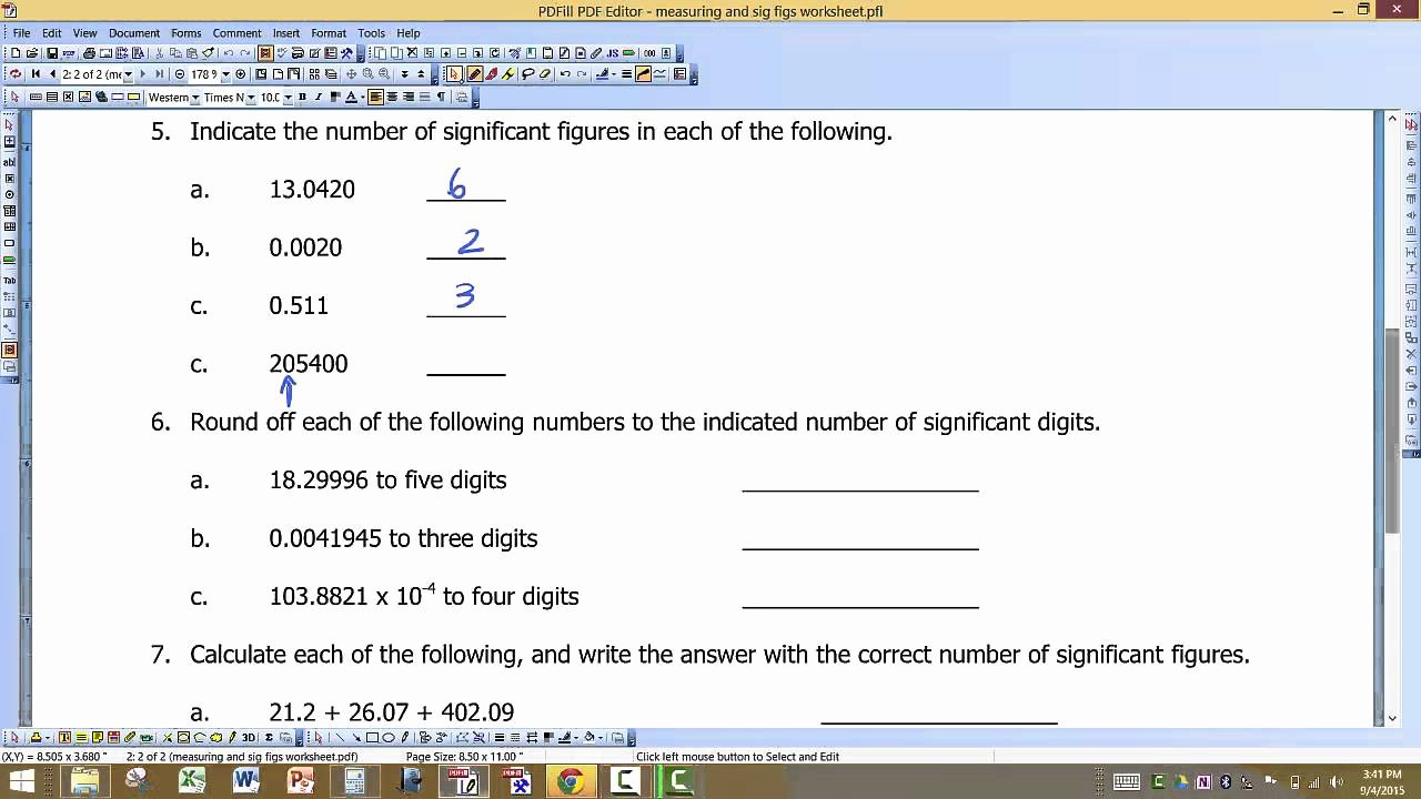 Sig Figs Worksheet with Answers New Measurement &amp; Sig Figs Worksheet Numbers 5 &amp; 6