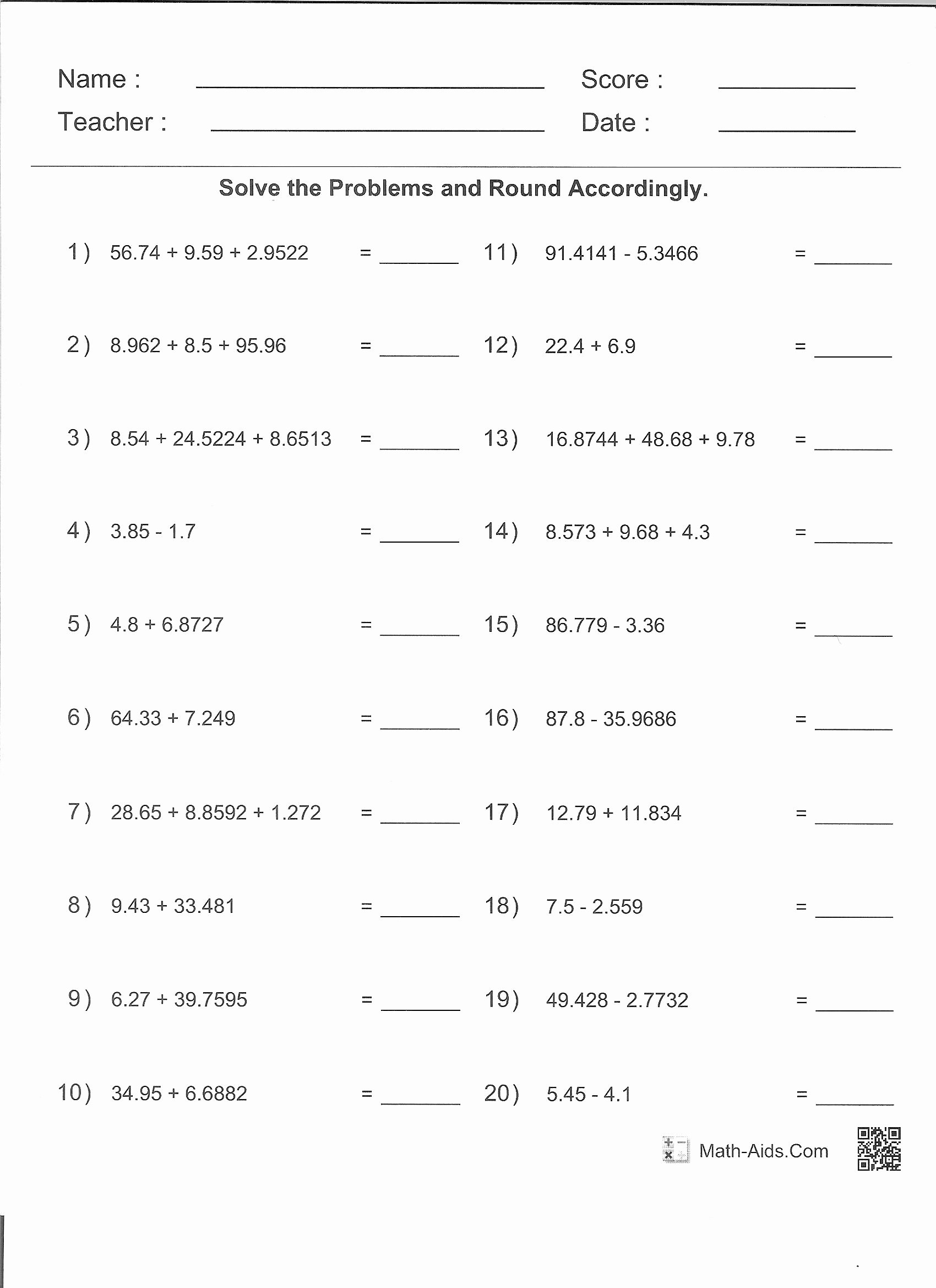 Sig Figs Worksheet with Answers Unique Significant Figures Bined Operations Worksheet