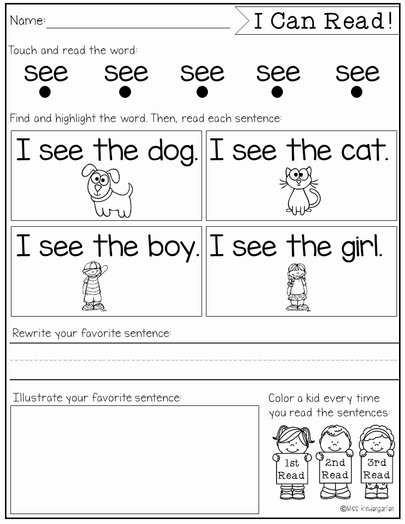 Sight Words Worksheet for Kindergarten Fresh Sight Word Fluency and Reading Intervention