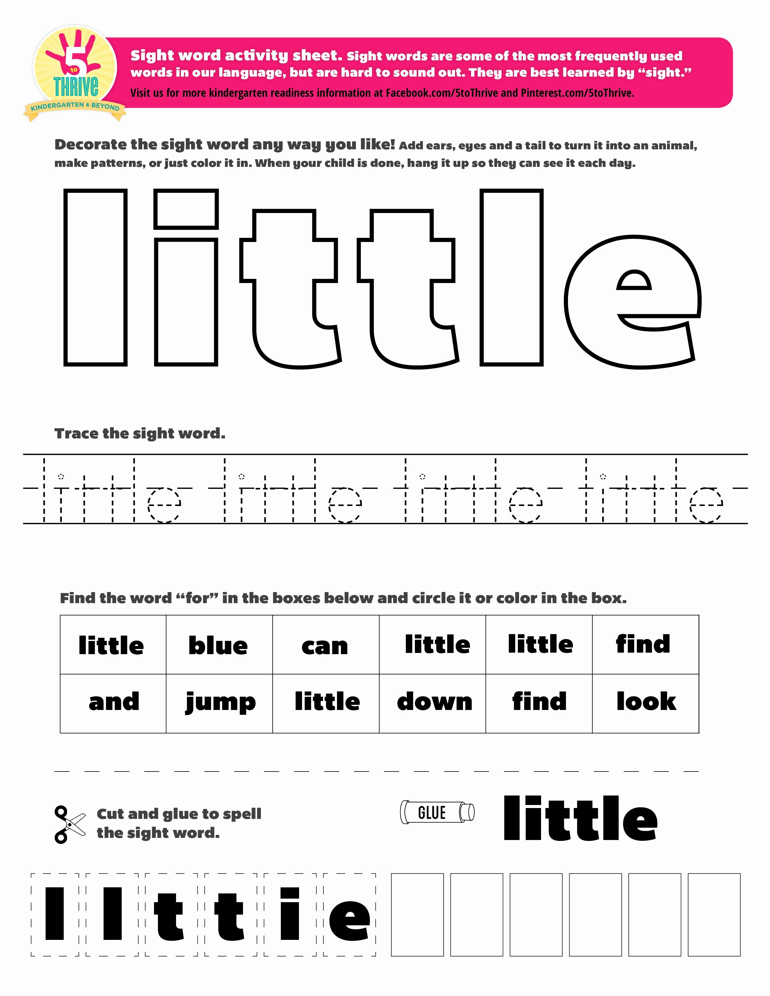 Sight Words Worksheet for Kindergarten Lovely the Sight Word This Week is &quot;little&quot; Sight Words are some