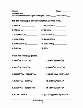 Significant Figures Practice Worksheet Lovely Scientific Notation and Significant Digits Worksheet by
