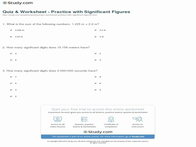 50 Significant Figures Practice Worksheet