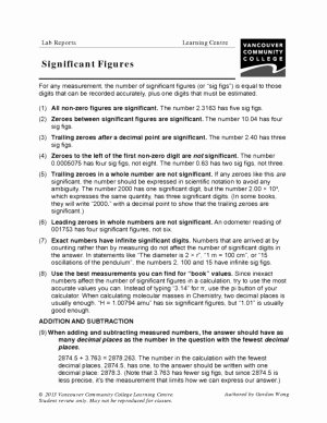 Significant Figures Worksheet Answers Awesome Significant Figures Addition and Subtraction Worksheet