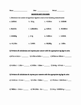 Significant Figures Worksheet Answers Elegant Significant Figures Practice Worksheet by Mj