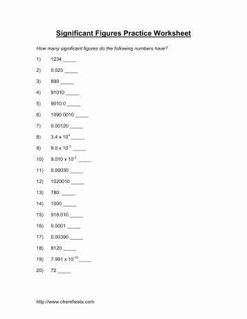 Significant Figures Worksheet Answers Elegant Significant Figures Worksheet Determine the Number Of