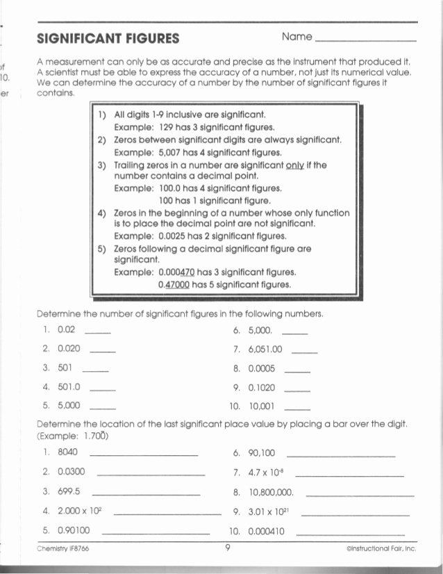 Significant Figures Worksheet Chemistry Fresh if Chemistry Workbook Ch099 A