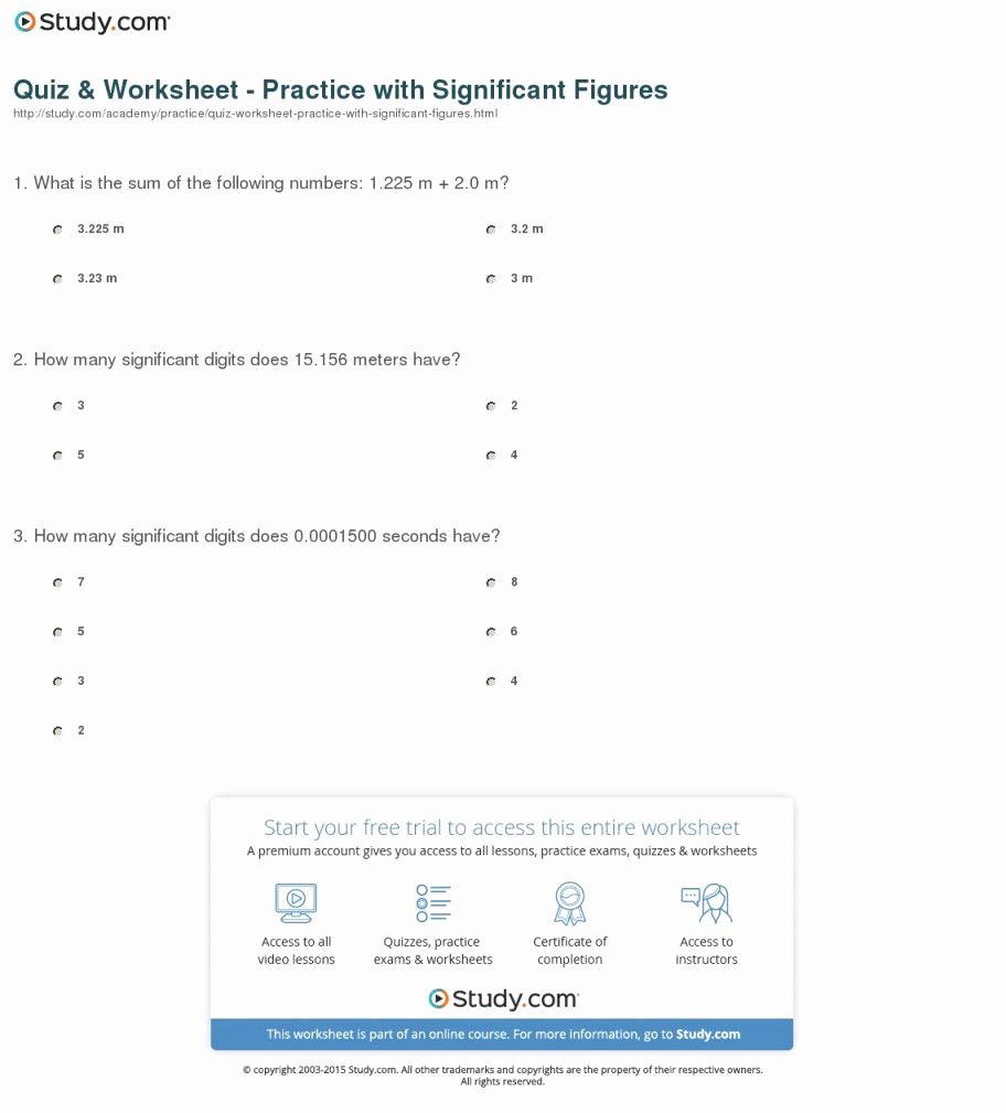 Significant Figures Worksheet Chemistry Fresh Significant Figures Worksheet Chemistry