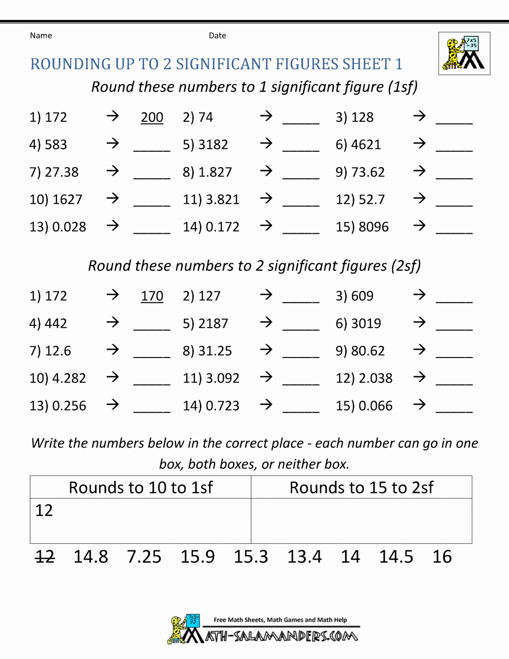 Significant Figures Worksheet with Answers Awesome Rounding Significant Figures