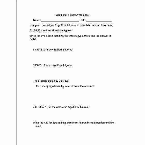 Significant Figures Worksheet with Answers Lovely Significant Figures Worksheet
