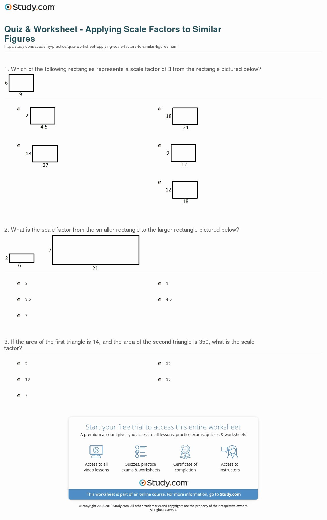 Similar Figures Worksheet Answers Best Of Quiz &amp; Worksheet Applying Scale Factors to Similar