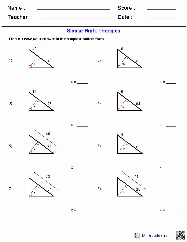 Similar Figures Worksheet Answers Elegant Similar Triangles Worksheet