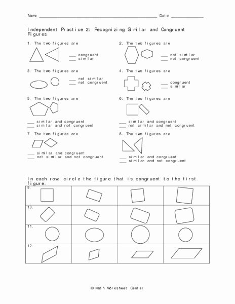 Similar Figures Worksheet Answers Fresh Independent Practice 2 Recognizing Similar and Congruent
