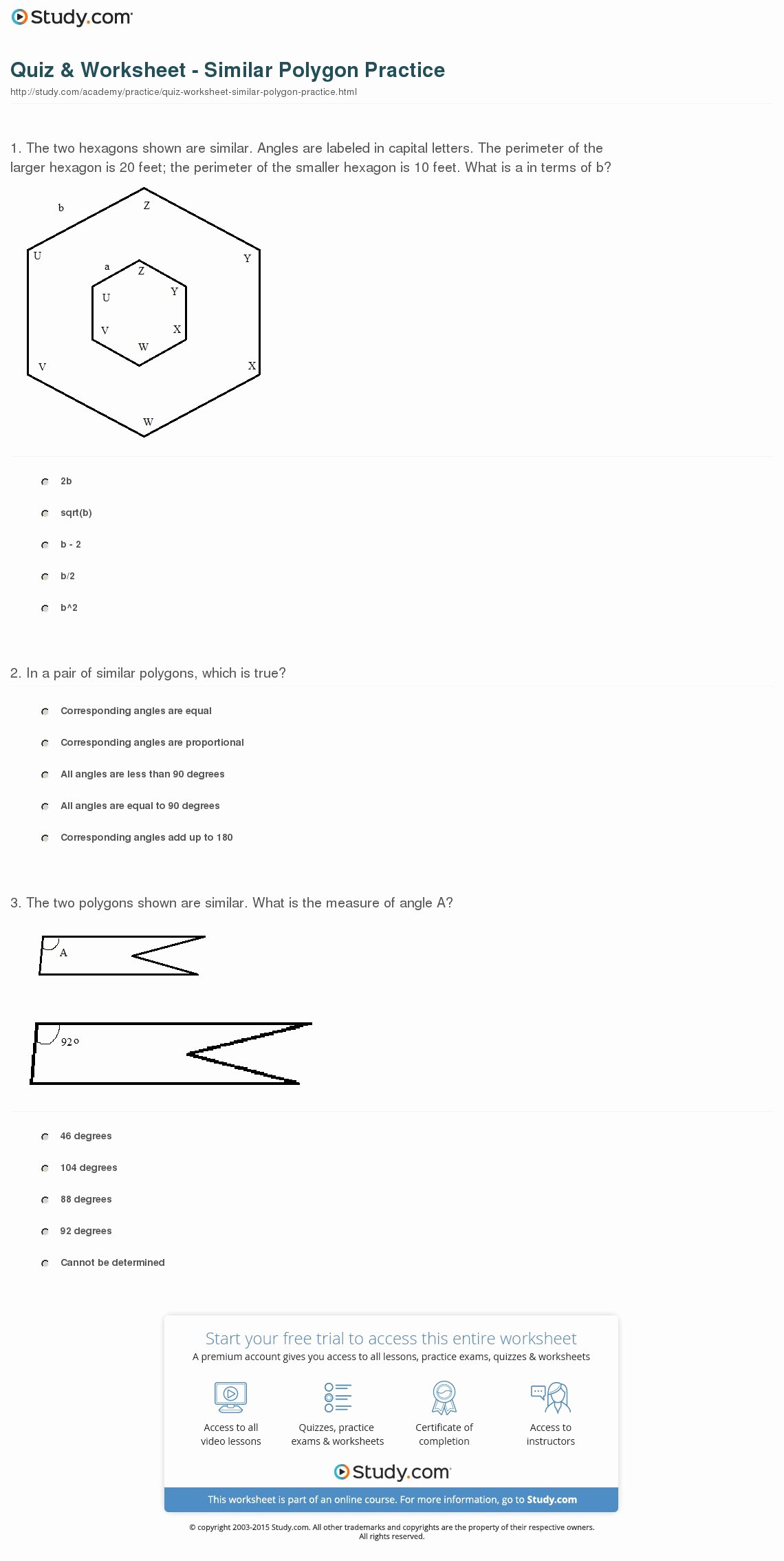 Similar Polygons Worksheet Answers Unique 7 2 Practice Similar Polygons Worksheet Answers