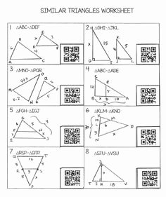 Similar Right Triangles Worksheet Inspirational Similar Triangles Worksheet with Qr Codes Free