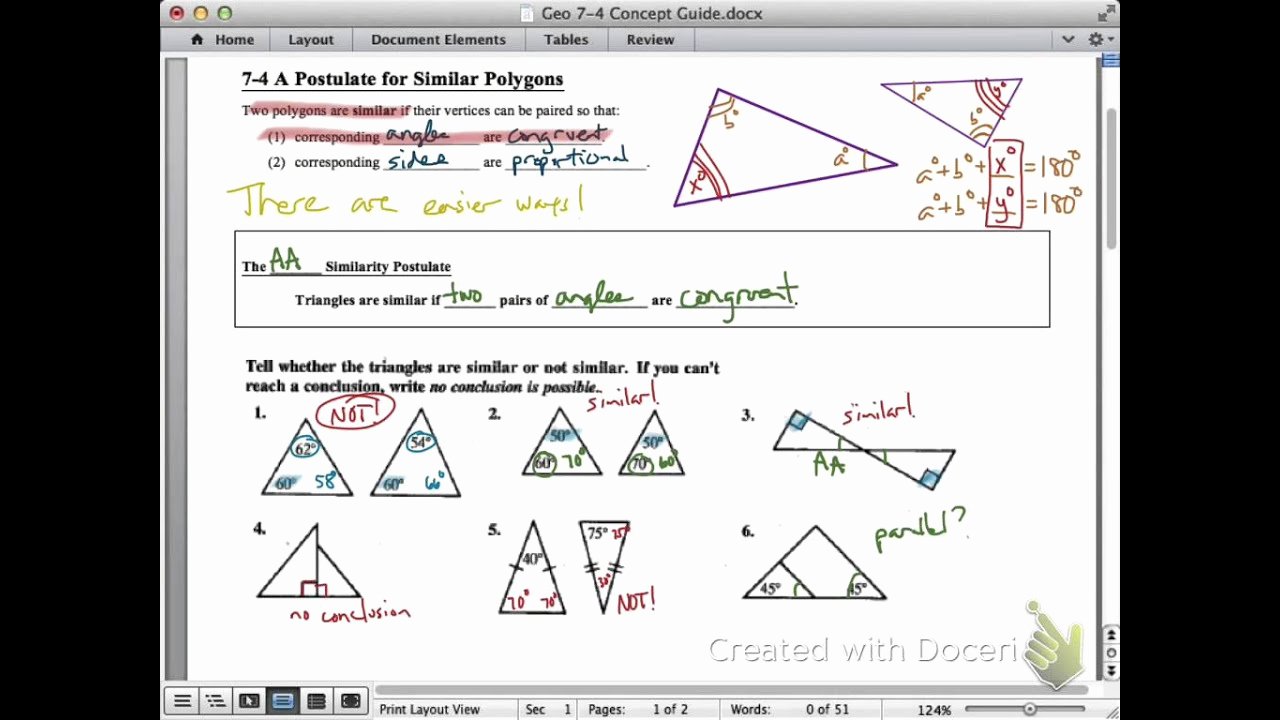 Similar Right Triangles Worksheet New 7 4 Concept Guide A Postulate for Similar Triangles Aa