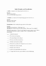 Simile Metaphor Personification Worksheet Luxury English Teaching Worksheets Personification