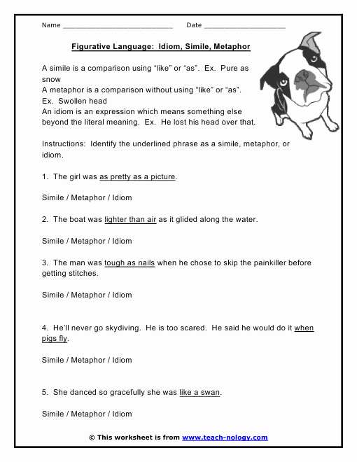 Similes and Metaphors Worksheet Inspirational New Examples Of Personification Metaphors and Similes