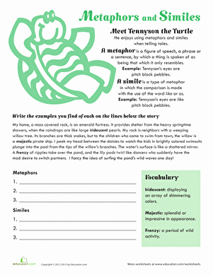 Similes and Metaphors Worksheet Lovely Metaphors and Similes Worksheet