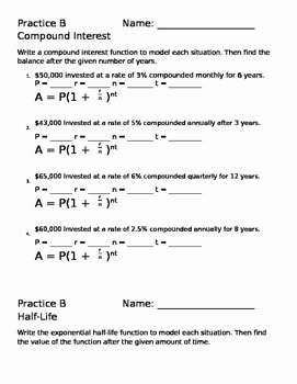 Simple and Compound Interest Worksheet Lovely Pound Interest and Half Life Worksheet by Bp S Math