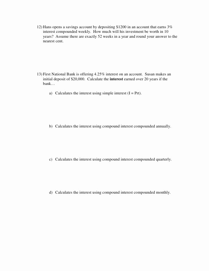 50 Simple And Compound Interest Worksheet