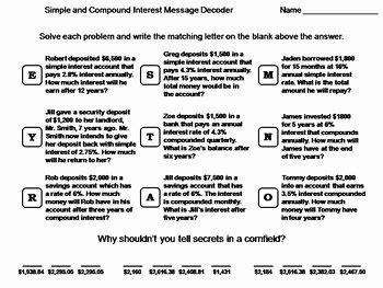 Simple and Compound Interest Worksheet Lovely Simple and Pound Interest Worksheet Math Message