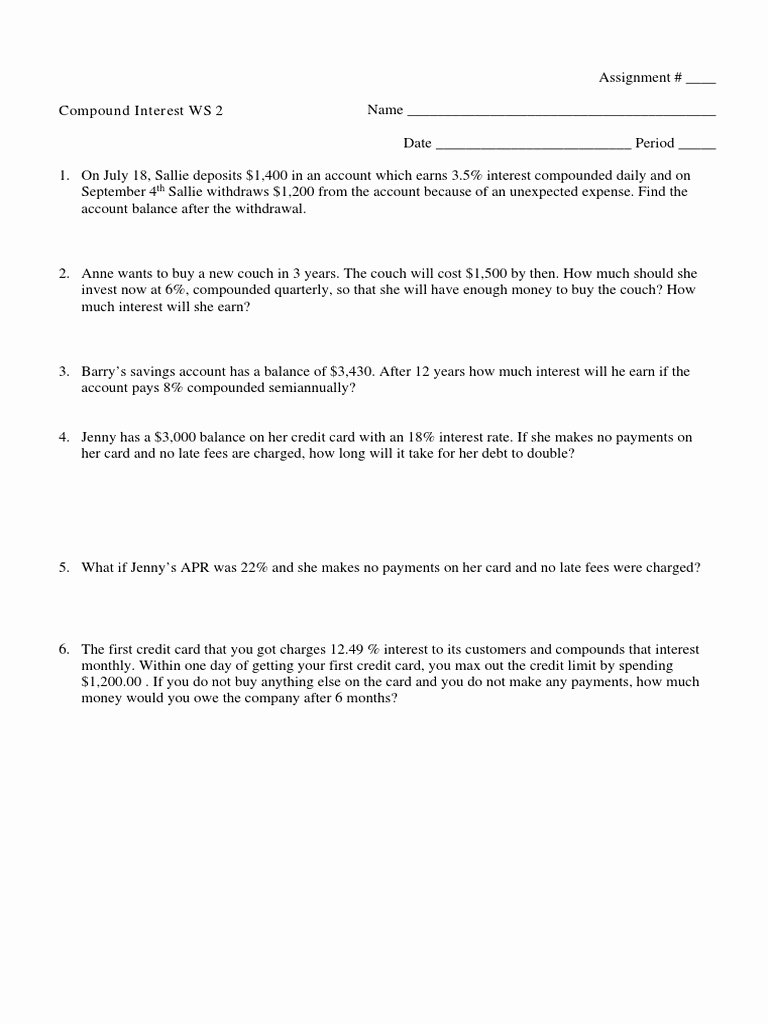 Simple and Compound Interest Worksheet Lovely Simple and Pound Interest Worksheet Tes