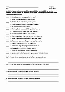 Simple and Compound Sentence Worksheet Best Of Ela Sentence Structure Simple Plex &amp; Pound