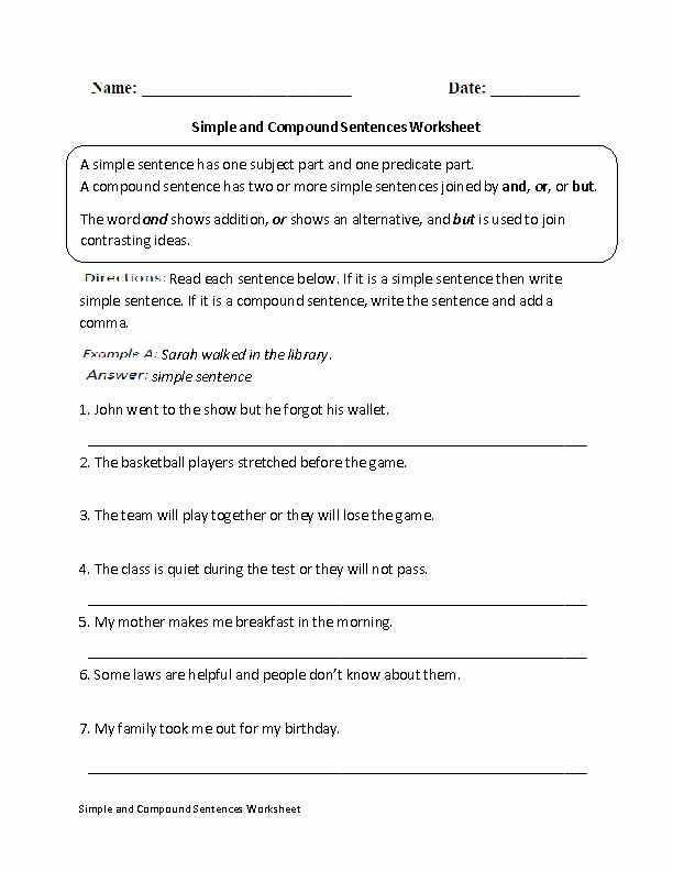 Simple and Compound Sentence Worksheet Fresh Pin On Sentencessimple and Pound