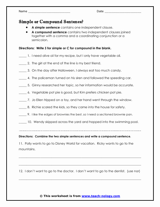Simple and Compound Sentence Worksheet Inspirational Pound Sentences Lessons Tes Teach