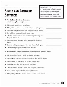 Simple and Compound Sentence Worksheet Lovely Simple and Pound Sentences Grades 5 6
