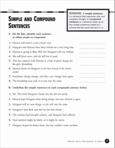 Simple and Compound Sentence Worksheet New Simple and Pound Sentences Worksheet