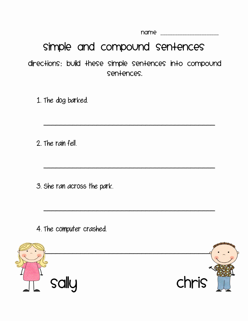 Simple and Compound Sentences Worksheet Inspirational Buggy for Second Grade Simple and Pound Sentences
