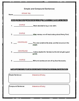 Simple and Compound Sentences Worksheet Inspirational Simple and Pound Sentences Worksheets by Rib It
