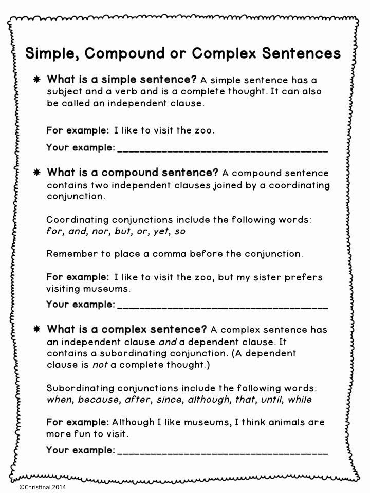 50 Simple And Compound Sentences Worksheet