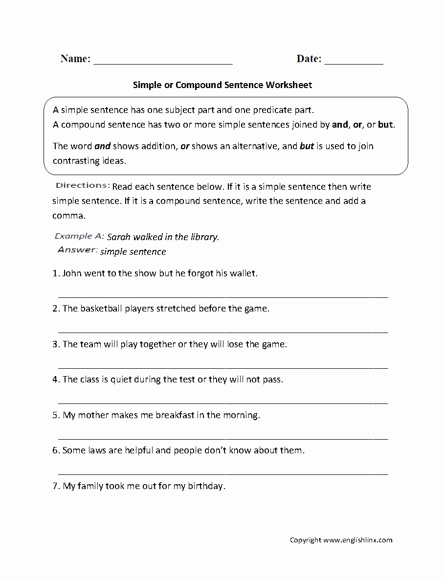 Simple and Compound Sentences Worksheet Lovely Sentence Structure Worksheets