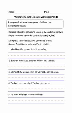 Simple and Compound Sentences Worksheet Luxury Simple and Pound Sentences Worksheet