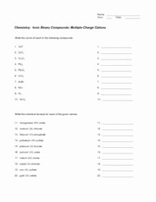 Simple Binary Ionic Compounds Worksheet Awesome Ionic Binary Pounds Multiple Charge Cations 10th