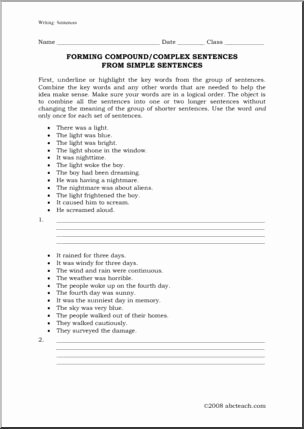 Simple Compound Complex Sentences Worksheet Beautiful From Simple to Plex Sentences Middle High Worksheet I
