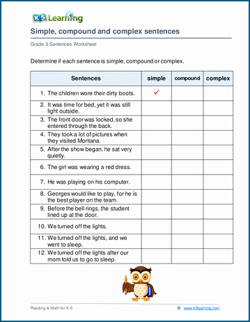 Simple Compound Complex Sentences Worksheet Fresh Simple Pound or Plex Sentence Worksheets